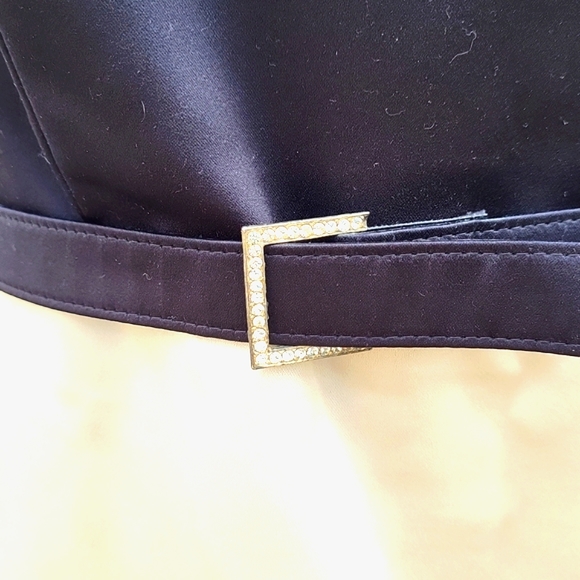 Ladies strapless evening gown, black top, gold/taupe bottom, sateen, wrap, sz 10 - Picture 7 of 14